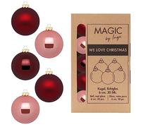 Palline di Natale in vetro 6 cm x 30 pezzi in scatola di cartone per albero di Natale, rosso vinaccia rosa vintage