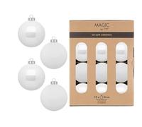 Palline di Natale in vetro, 8 cm, 12 pezzi, opache e lucide, per Natale, decorazioni per albero di Natale e albero di Natale, colore bianco puro