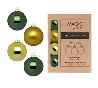 Palline di Natale in vetro 8 cm x 12 pezzi in scatola di cartone verde Mix A Hush of Moss