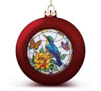 Palline di Natale in vetro colorato blu uccello giallo fiore ornamenti infrangibili da appendere palline di Natale per la decorazione dell'albero di Natale palline rosse per feste di nozze