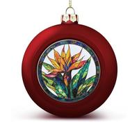 Palline di Natale in vetro colorato con uccello del paradiso, ornamenti infrangibili da appendere, palline di Natale per albero di Natale, palline rosse per albero di Natale, feste di nozze