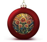 Palline di Natale in vetro colorato, motivo mandala, orecchie di grano, infrangibili, da appendere, per albero di Natale, decorazione per albero di Natale, palline rosse per feste, matrimoni