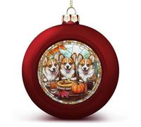 Palline di Natale in vetro colorato Tre Corgis zucca ornamenti infrangibili da appendere palline di Natale per la decorazione dell'albero di Natale rosse palline per albero di Natale per feste di
