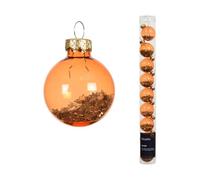 Palline di Natale in vetro con stelle, 3 cm, set da 9 pezzi, piccole palline per albero di Natale, decorazioni per albero di Natale e albero di Natale, colore arancione caldo trasparente