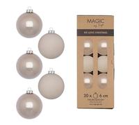 Palline di Natale in vetro da 6 cm, 20 pezzi, opache e lucide, per Natale, decorazioni per albero di Natale e albero di Natale, colore: tortora