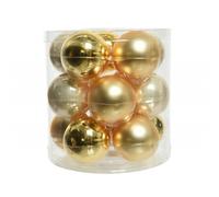 Palline di Natale in vetro da appendere 6 cm Oro e Perla. Set 15
