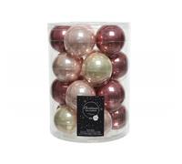 Palline di Natale in vetro da appendere 6 cm Oro e Rosa. Set 20