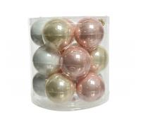 Palline di Natale in vetro da appendere 6 cm Rosa, Bianco e Perla. Set 15