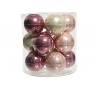 Palline di Natale in vetro da appendere 6 cm Rosa e Perla. Set 15