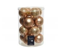 Palline di Natale in vetro da appendere 8 cm Caramello. Set 16