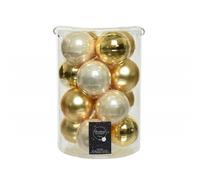 Palline di Natale in vetro da appendere 8 cm Oro e Perla. Set 16