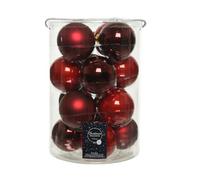 Palline di Natale in vetro da appendere 8 cm Rosso. Set 16