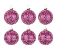 Palline di Natale in Vetro Fucsia con Diamanti Symphony - 80 mm