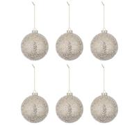 Palline di Natale in Vetro Oro con Strass Bianchi Symphony - 80 mm