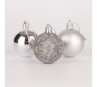 Palline di Natale infrangibili in argento, 50 mm, 18 pezzi, decorazioni per albero di Natale, decorazioni da appendere, decorazioni natalizie, lucide, opache, glitterate