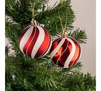 Palline di Natale infrangibili rosse e bianche, 10 cm, 6 pezzi, decorazioni per albero di Natale, palline ornamentali da appendere, decorazioni natalizie, lucide, opache, glitterate