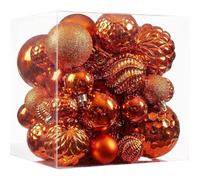 Palline di Natale ornamentali, 36 pezzi, infrangibili, con anello per appenderle, per albero di Natale, matrimoni, feste, decorazioni per la casa, 6 stili in 3 misure (arancione)