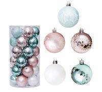 Palline di Natale ornamenti per palline di Natale, pittura infrangibile e decorazioni natalizie glitterate, piccole palline da appendere per feste di Natale, decorazioni per albero, 30 pezzi, 60 mm