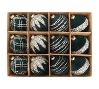 Palline Di Natale,Palline Albero,Palle Velluto,12 Pezzi Verde Bosco,Per Decorazioni Interne Ed Esterne,Per Il Tuo Albero Di Natale