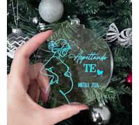 Palline di Natale Personalizzate, Palla Natalizie Personalizzata con Foto Nome, Decorazioni Albero di Natale, Idea Regalo per Amici Famiglia Bambino Neonato Gravidanza (Aspettando Te Celeste)
