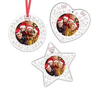 Palline di Natale Personalizzate Tonda, cuore,stella, Palline Natalizie con Foto. Perfette Idee Regalo Come Decorazione di Natale Personalizzate