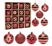 Palline di Natale Rosse e Oro, 16pcs Palline per Albero di Natale 6cm, Palle di Natale Rosso Plastica con Gancio, Ornamenti Natalizi per Addobbi Albero di Natale Decorazioni