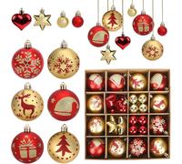 Palline Di Natale Rosse E Oro,Confezione Da 40 Palline Di Natale Decorazione,Add