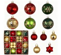 Palline di Natale Rosse e Oro, Set da 44 Pezzi per Addobbi Albero di Natale, Palline di Natale in Plastica Infrangibili e Riutilizzabili con 4 Finiture & 2 Misure