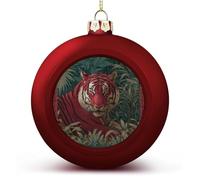 Palline di Natale rosse e verdi della giungla con tigri tropicali, infrangibili, da appendere, per albero di Natale, decorazioni per albero di Natale, feste, matrimoni