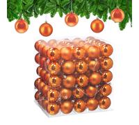 Relaxdays Palline di Natale, Set 100 Palle Albero, Addobbi Natalizi, ∅ 6 cm, Sfere in Plastica Opaca e Lucida, Arancione, Arancio