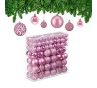 Relaxdays Set da 150 Palline di Natale, Addobbi Natalizi, Opache, Lucide, Glitterate, ∅ 3,4 e 6 cm, Decorazioni, Rosa