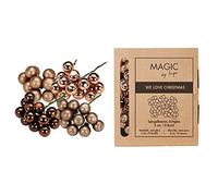 Palline di Natale su filo di vetro, 2 cm x 144 pezzi, bacche a specchio, in scatola di cartone, marrone, beige, elegante lounge