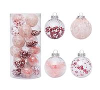Palline Di Natale Vacanze Palle di Natale rosa Ornamenti Distruggere le decorazioni dell'albero for la decorazione della festa nozze, 24pcs Decorazioni Natalizie