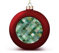 Palline di Natale verdi vintage con stampa smerlata, infrangibili, da appendere, rosse, per albero di Natale, decorazione per albero di Natale, festa di nozze