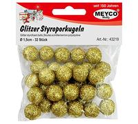 Palline di polistirolo glitterate 1,5 cm - Oro - 32 pezzi. Sb sacchetto art. n. 43219
