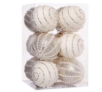 Palline in schiuma glitterate con paillettes, 8 cm, per decorare l'albero | Nucleo in morbida schiuma, finitura con paillettes glitterate, perline di perle, dimensioni 8 cm, confezione da 12 pezzi