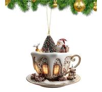 Palline Natalizie a Forma di di Caffè per Albero di Natale | Decorazioni Albero di Natale,Appendice Acrilica Casa della Neve 2D Forma Caffè per Uomo Donna Giovane Comodino Postazione Libre