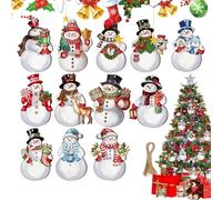 Palline Natalizie a Forma di Pupazzo di Neve per Albero di Natale, 12 Pezzi Appendibili Artigianato Pendenti Per Stanza, Adorni In Legno Per Inverno Casa Compleanno Festa Parete Finestra Decorazione N