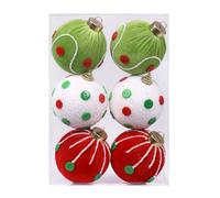 Palline Natalizie in Schiuma di Velluto Sei Pezzi a Pois Verde Lime Decorazioni