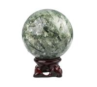 Palline Naturali In Pietra D'Uva con Supporto in Legno Sfera di Cristallo Curativo per Stregoneria, Fengshui, Chakra Aura Home Desk Decor(5cm)