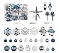 Palline per albero di Natale, 126 PCS palline per albero di Natale, palline di Natale bianche e blu, decorazioni per albero di Natale, adatte per festeggiare il Natale con la famiglia e gli amici