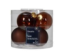 Palline per albero di Natale, colore marrone, Ø 6 cm, in vetro, set da 6 pezzi