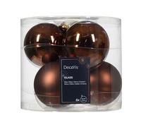Palline per albero di Natale, colore marrone, Ø 8 cm, in vetro, set da 6 pezzi