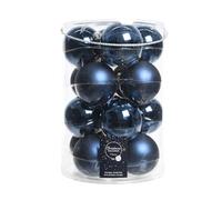 Palline per albero di Natale in vetro, 8 cm, blu marino, 16 pezzi