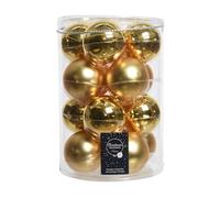 PALLINE DI NATALE IN VETRO ORO LUCIDO OPACO 8 CM 16 PZ