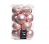Palline di Natale da Appendere in Vetro 8 cm Rosa Antico. Set di 16