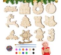 Palline per albero di Natale incompiute in legno - Set fai da te con 60 pezzi, decorazioni natalizie incompiute da progettare - per finestre, decorazione in aula