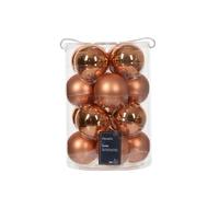 Palline per albero di Natale, rame arancione lucido e opaco, 16 pezzi, diametro 8 cm, 16 pezzi, 8 cm