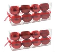 Palline per albero di natale set da 16 rosso glitter cm 10 sfera box pallr decor