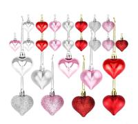 Palline per cuore Appendere Design 3D Matto Lucido Glitter Palline(4cm24) | Plastica per dura, mix 4cm e 6cm, vivaci argento, per ideale per casa scuola eventi